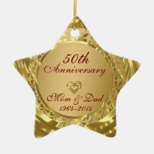 Mousserend Gold 50th Wedding Jubileum Keramisch Ornament