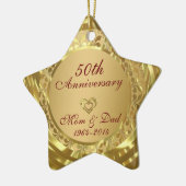 Mousserend Gold 50th Wedding Jubileum Keramisch Ornament (Links)