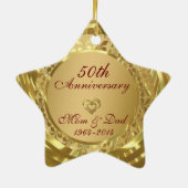 Mousserend Gold 50th Wedding Jubileum Keramisch Ornament (Achterkant)
