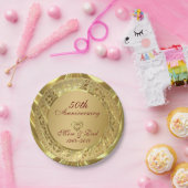 Mousserend Gold 50th Wedding Jubileum Papieren Bordje (Feest)