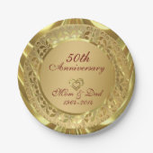 Mousserend Gold 50th Wedding Jubileum Papieren Bordje (Voorkant)