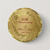 Mousserend Gold 50th Wedding Jubileum Ronde Button 5,7 Cm (Voorkant)