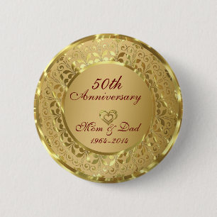 Mousserend Gold 50th Wedding Jubileum Ronde Button 5,7 Cm