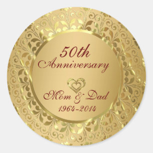 Mousserend Gold 50th Wedding Jubileum Ronde Sticker
