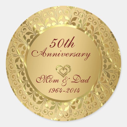 Mousserend Gold 50th Wedding Jubileum Ronde Sticker (Voorkant)