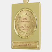Mousserend Gold 50th Wedding Jubileum Verguld Banner Ornament (Links)