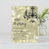 Mousserend Gold Ballroom 40e verjaardag Uitnodigin Kaart (Staand voorkant)