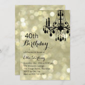 Mousserend Gold Ballroom 40e verjaardag Uitnodigin Kaart (Voorkant / Achterkant)