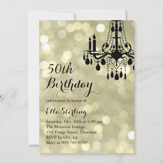 Mousserend Gold Ballroom 50th Birthday Invitation Kaart (Voorkant)