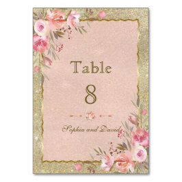 Mousserend Gold Glitter Blush Florence Table Numbe Kaart