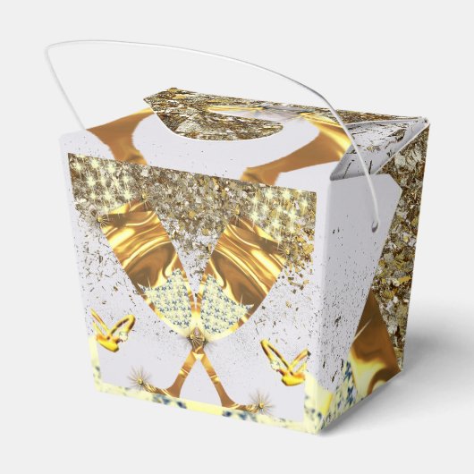 Mousserend goud 10e trouwdag bedankdoosjes (Achterkant)