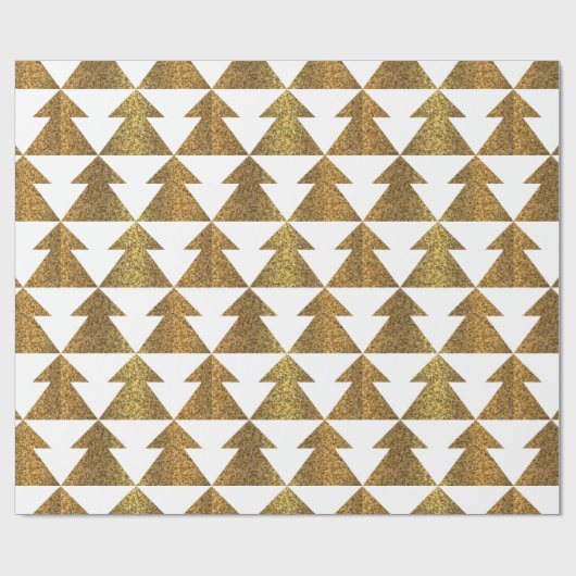 Mousserend goud en witte kerstboom cadeaupapier (Vlak)