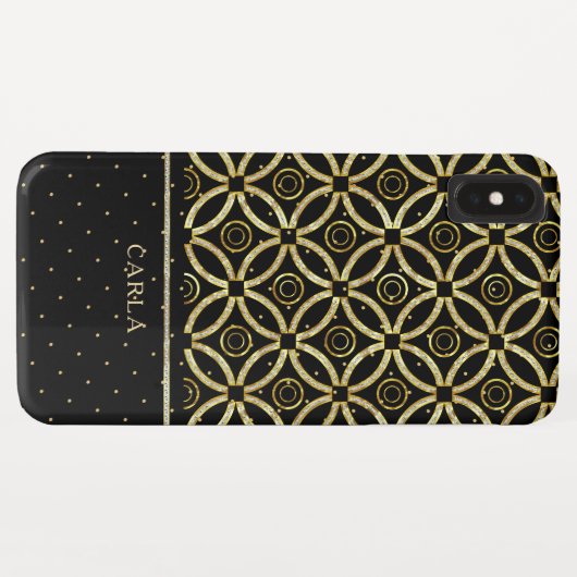 Mousserend goud en zwart geometrisch patroon Case-Mate iPhone case (Achterkant (horizontaal))