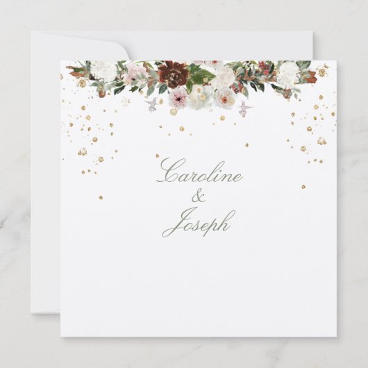 Mousserend goud Floral Chuppah Canopy Wedding Kaart (Achterkant)