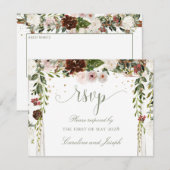 Mousserend goud Floral Chuppah Canopy Wedding RSVP Kaartje (Voorkant / Achterkant)