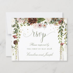 Mousserend goud Floral Chuppah Canopy Wedding RSVP Kaartje