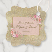 Mousserend goud Glitter Blush Floral Wedding Bedankjes Labels (Achterkant)
