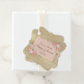 Mousserend goud Glitter Blush Floral Wedding Bedankjes Labels (In situ)
