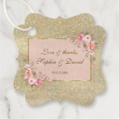 Mousserend goud Glitter Blush Floral Wedding Bedankjes Labels (Voorkant)