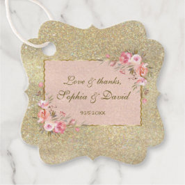 Mousserend goud Glitter Blush Floral Wedding Bedankjes Labels