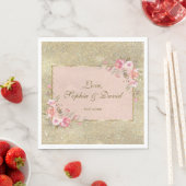Mousserend goud Glitter Blush Floral Wedding Servet (Insitu)