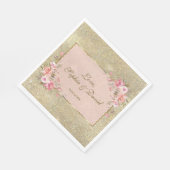 Mousserend goud Glitter Blush Floral Wedding Servet (Hoek)