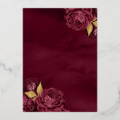 Mousserend Gown Burgundy Floral Quinceanera Gold Folie Uitnodiging (Achterkant)