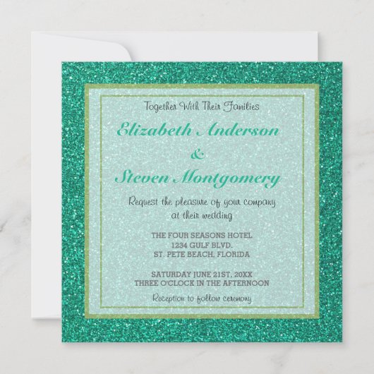 Mousserend Green Glitter Texture Wedding Kaart (Voorkant)