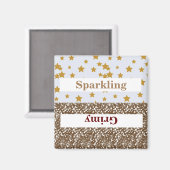 mousserend/grimspat/sterren2 Inch Square Magnet (Voorkant / Achterkant)