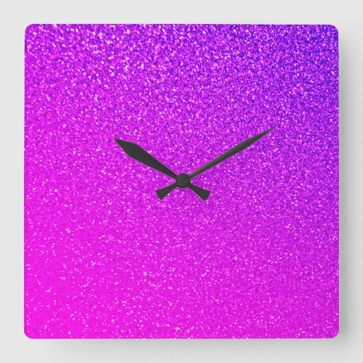Mousserend Hot Pink Paars Glitter Ombre Girly Cute Vierkante Klok (Voorkant)