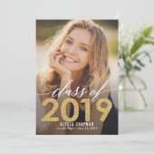 Mousserend Jaar Afstuderen Aankondiging Uitnodigin (Staand voorkant)