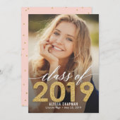 Mousserend Jaar Afstuderen Aankondiging Uitnodigin (Voorkant / Achterkant)