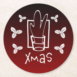 Mousserend kerstglas ronde kartonnen onderzetter