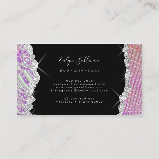 mousserend paars oranje visitekaartje (Achterkant)