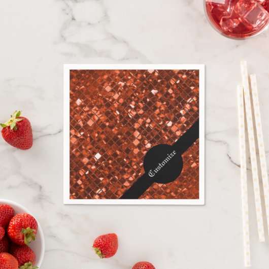 Mousserend Red Mosaic Pattern Napkins Servetten (Insitu)