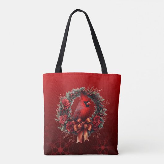 Mousserend rood met rode kardinaal Kerstmis Tote Bag (Achterkant)