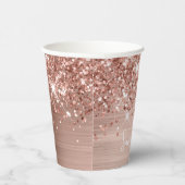Mousserend Roos Glittery Gold Glam Name Papieren Bekers (Rechts)
