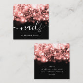 Mousserend Roos Gold Licht Nails-technicus  Vierkante Visitekaartje (Voorkant / Achterkant)