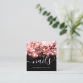 Mousserend Roos Gold Licht Nails-technicus  Vierkante Visitekaartje (Staand voorkant)