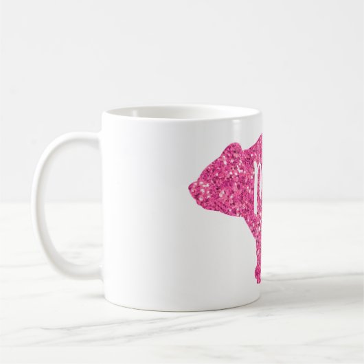 Mousserend roze glitter Mama, ontwerp beer Koffiemok (Links)