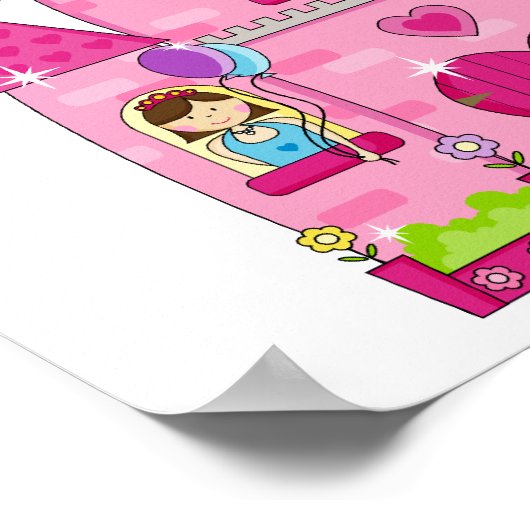 Mousserend roze ingelijfd paleis poster (Hoek)