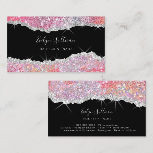 mousserend roze visitekaartje (Voorkant / Achterkant)