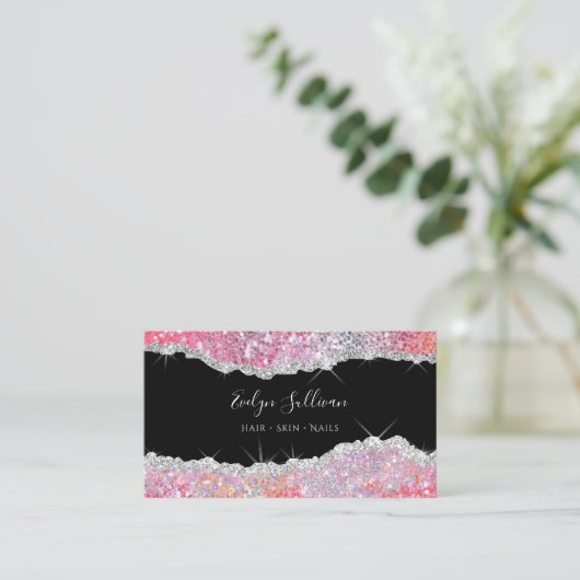 mousserend roze visitekaartje (Staand voorkant)