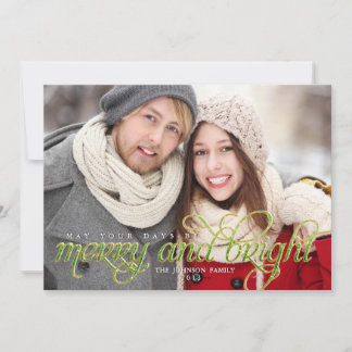Mousserend Script Merry en Bright Holiday Card Feestdagenkaart