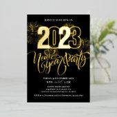 Mousserend, vuurwerk en nieuwjaarsfeest folie uitnodiging (Staand Voorkant)