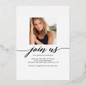 Mousserend Year Folie Afstuderen Foto Announce Folie Uitnodiging (Achterkant)