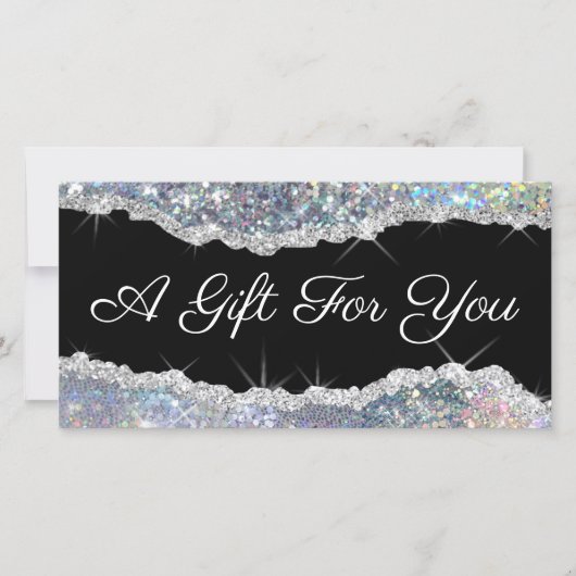 mousserend zilverglittercadeaucertificaat (Voorkant)