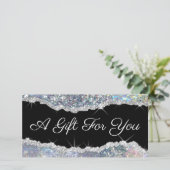 mousserend zilverglittercadeaucertificaat (Staand voorkant)