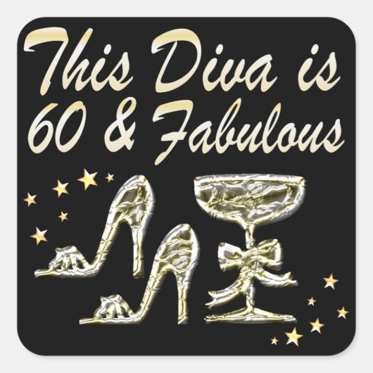 MOUSSERENDE 60E DIVA VIERKANTE STICKER (Voorkant)