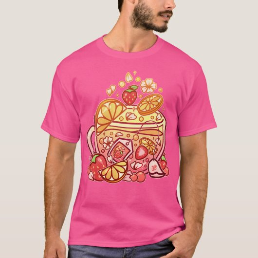 Mousserende aardbeien limonade theekop t-shirt (Voorkant)